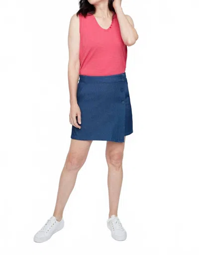 Renuar Knit Denim Skort In Blue