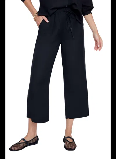 Renuar Linen Crop Pant In Black