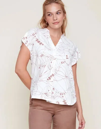 Renuar Linen Rayon Woven Blouse In Cream Combo In Neutral