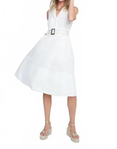 Renuar Linen Sleeveless Shirt Dress In Cream In White