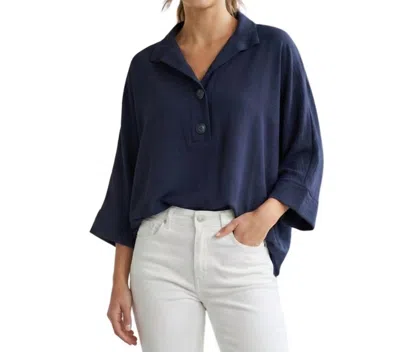 Renuar Long Dolman Sleeves Blouse In Navy In Blue