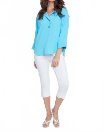 Renuar Long Dolman Sleeves Blouse In Ocean In Blue