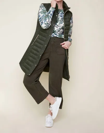 Renuar Long Quilted Vest In Chive In Multi