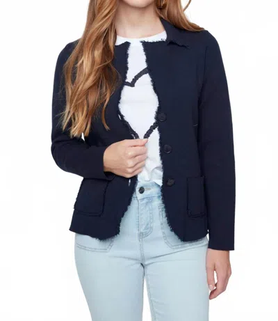 Renuar Long Sleeve Knit Blazer In Navy In Blue