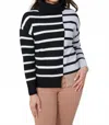 Renuar Maven Stripe Sweater In Black Combo In Blue