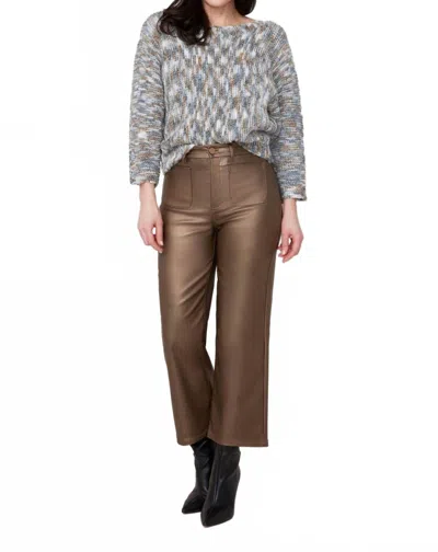 Renuar Metallic Cropped Wide Leg Pants In Copper In Brown