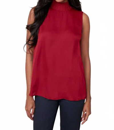 Renuar Mock Neck Sleeveless Top In Porto In Red