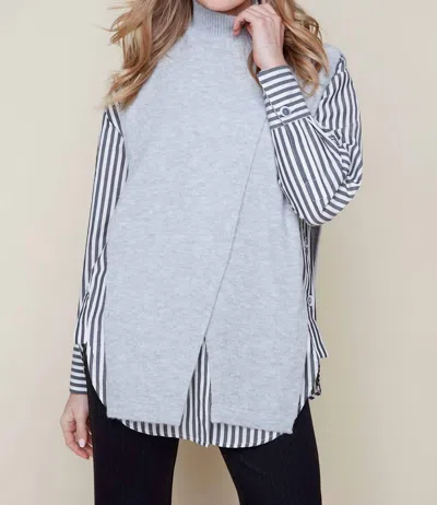 Renuar Mockneck Knit Sweater In Heather Grey