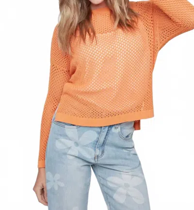 Renuar Open Knit Lightweight Sweater In Orange
