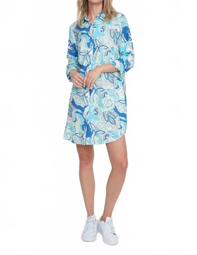 Renuar Paisley Breeze Shirt Dress In Coastal Blue