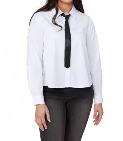 Renuar Pleated Back With Neck Tie Blouse In White
