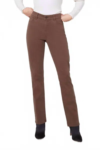 Renuar Pocket Straight Leg Tencel Pant In Chocolate In Brown