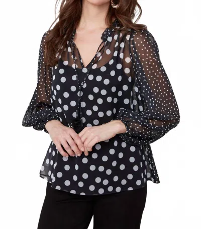 Renuar Polka Dot Blouse In Black In Multi