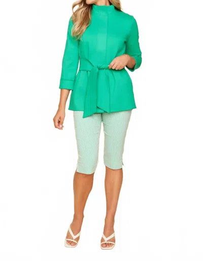 Renuar Ponte Knit Sash Jacket In Jade In Blue