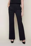 Renuar Classic Pinstripe Wide Leg Trousers In Carbon In Grey