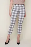 Renuar Pull On Plaid Ankle Pants In Tan Combo In Beige