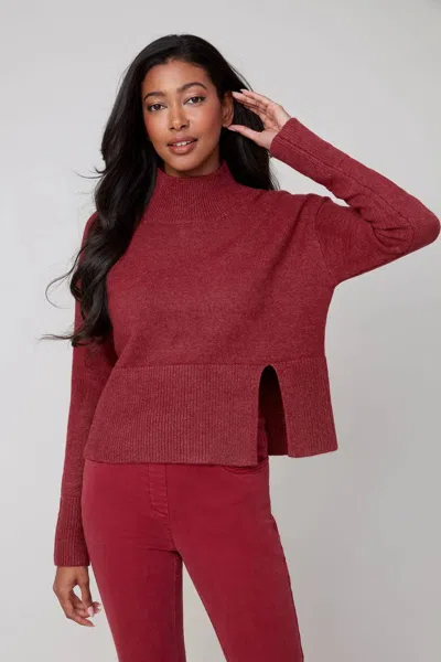 Renuar Ribbed Mockneck Sweater In Heather Porto In Multi