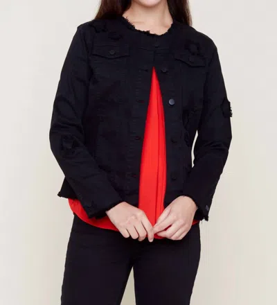 Renuar Short Denim Jacket In Black