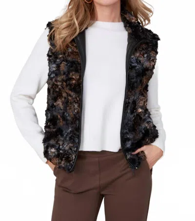 Renuar Short Faux Fur Vest In Bronze In Multi