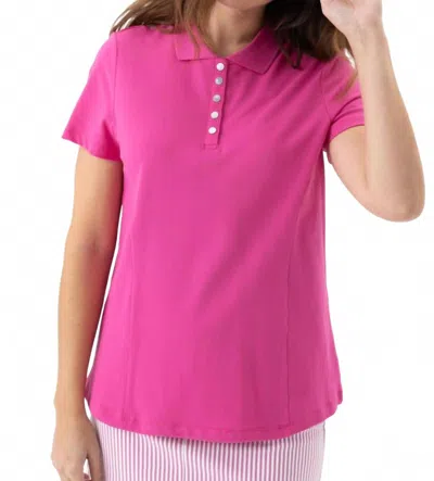 Renuar Short Sleeve Knit Polo Top In Lollipop In Multi