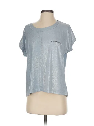 Pre-owned Renuar Short Sleeve Top Silver Metallic Pattern Scoop Neck Tops