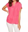 Renuar Silky Woven Blouse In Watermelon In Pink