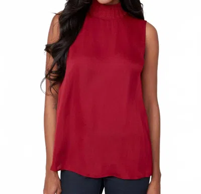 Renuar Sleeveless Mock Neck Top In Porto In Red