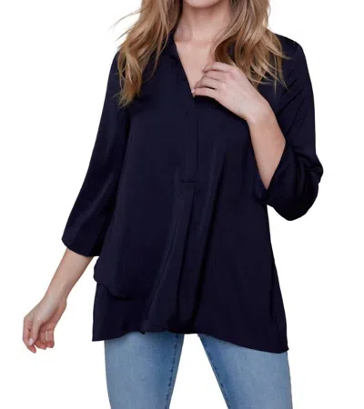 Renuar Soft And Beautiful Blouse In Midnight In Multi