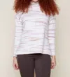 Renuar Space Dyed Mock Neck Sweater In Tan Combo In Beige