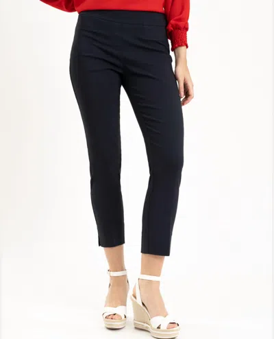 Renuar Straight Leg Side Slit Pant In New Midnight In Black