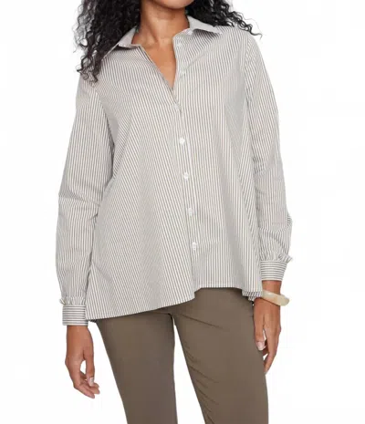 Renuar Stripe Button Shirt In Tan Combo In Multi