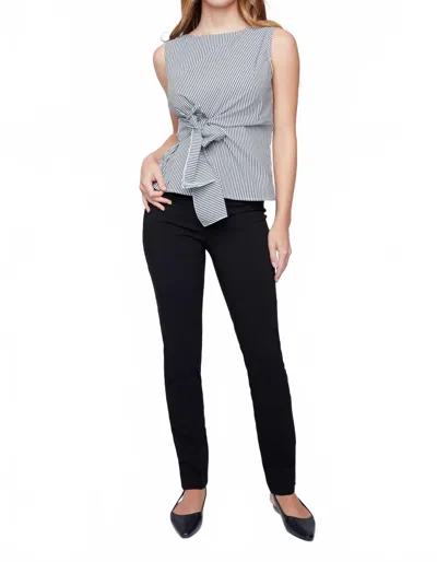 Renuar Stripe Sleeveless Blouse In Black Combo In Multi