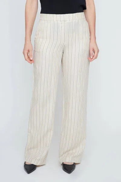 Renuar Stripe Woven Pant In Natural In White