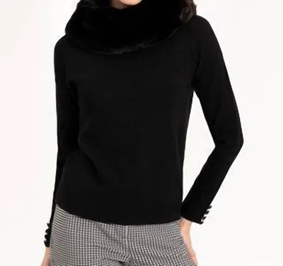 Renuar Sweater With Removable Faux Fur Collar In Black