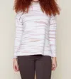 Renuar Space Dyed Mock Neck Sweater In Tan Combo In Beige