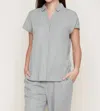 Renuar Tencel Button Front Blouse In Aloe In Gray