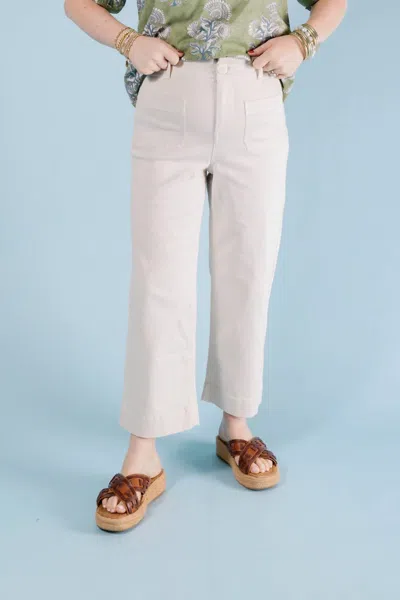 Renuar Tencel Wide Leg Ankle Pant In Oyster