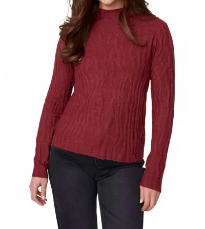 Renuar Textured High Neck Sweater In Heather Porto In Red