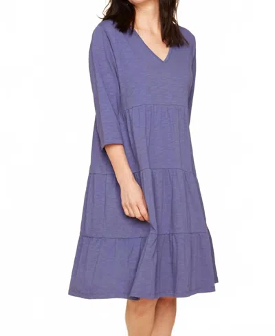 Renuar Tiered Knit Dress In Blue Jean In Purple