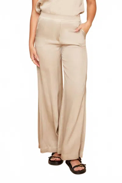 Renuar Touch Of Glam Wide Leg Satin Pants In Oyster In Multi