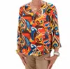 Renuar V-neck Print Blouse In Rust In Multi
