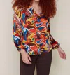 Renuar V-neck Print Blouse In Rust