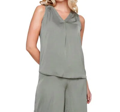 Renuar V Neck Sleeveless Blouse In Sage Leaf Green