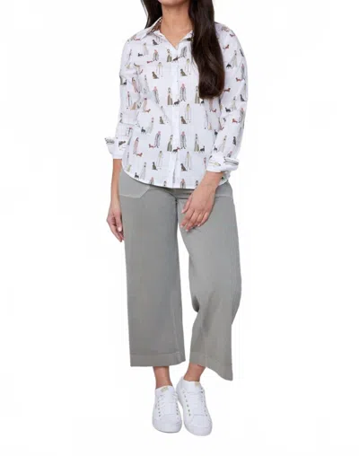 Renuar Walk Your Dog Woven Blouse In Creme Combo In Multi
