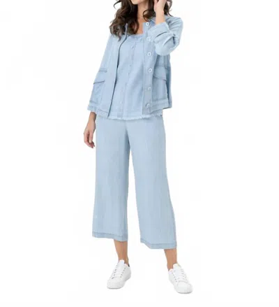 Renuar Wide Leg Gaucho Pants In Light Blue