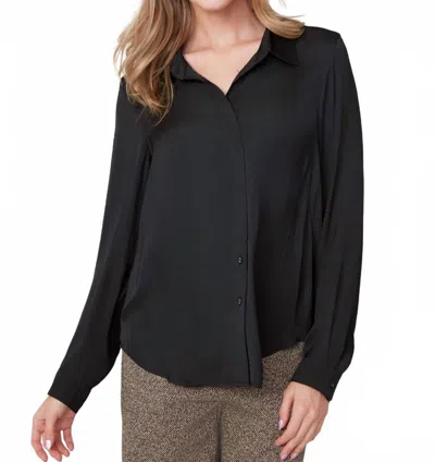 Renuar Women's Button Up Collared Blouse In Black