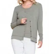 Renuar Women's Knit Button Sweater Cardigan In Sage Leaf In Multi