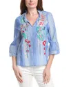 Renuar Woven Blouse In Blue