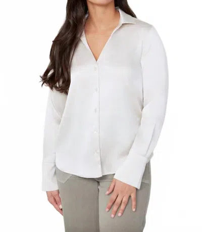 Renuar Woven Button Down Blouse In Oyster In White
