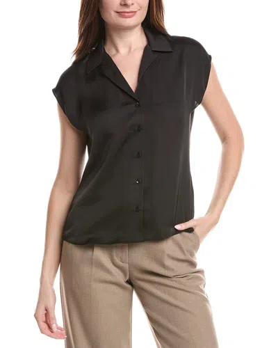 Renuar Woven Button Front Blouse In Black